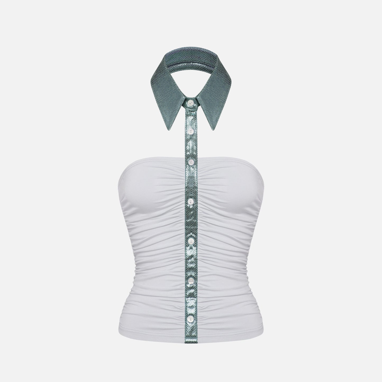 (Pre-Order) WildFLO Color-Block Faux Neckline Halter Neck Top