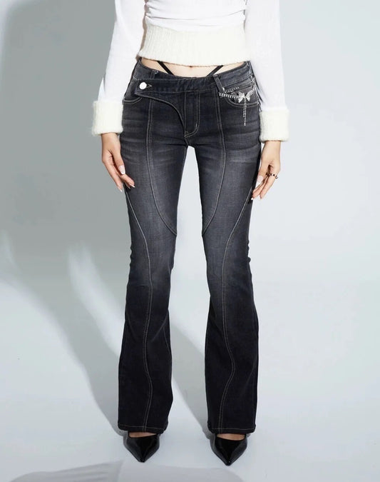 Vintage Wash Black Low Rise Jeans