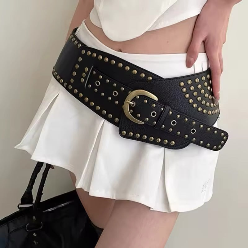 Asymmetric Studded Buckle Belt