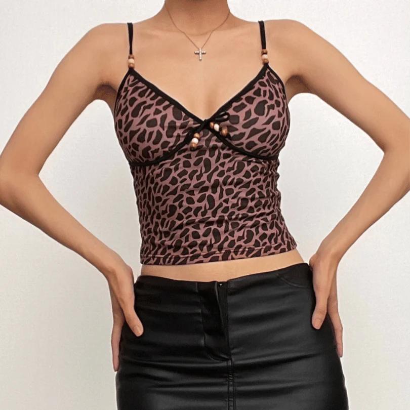 Leopard Print Beaded Cami Top