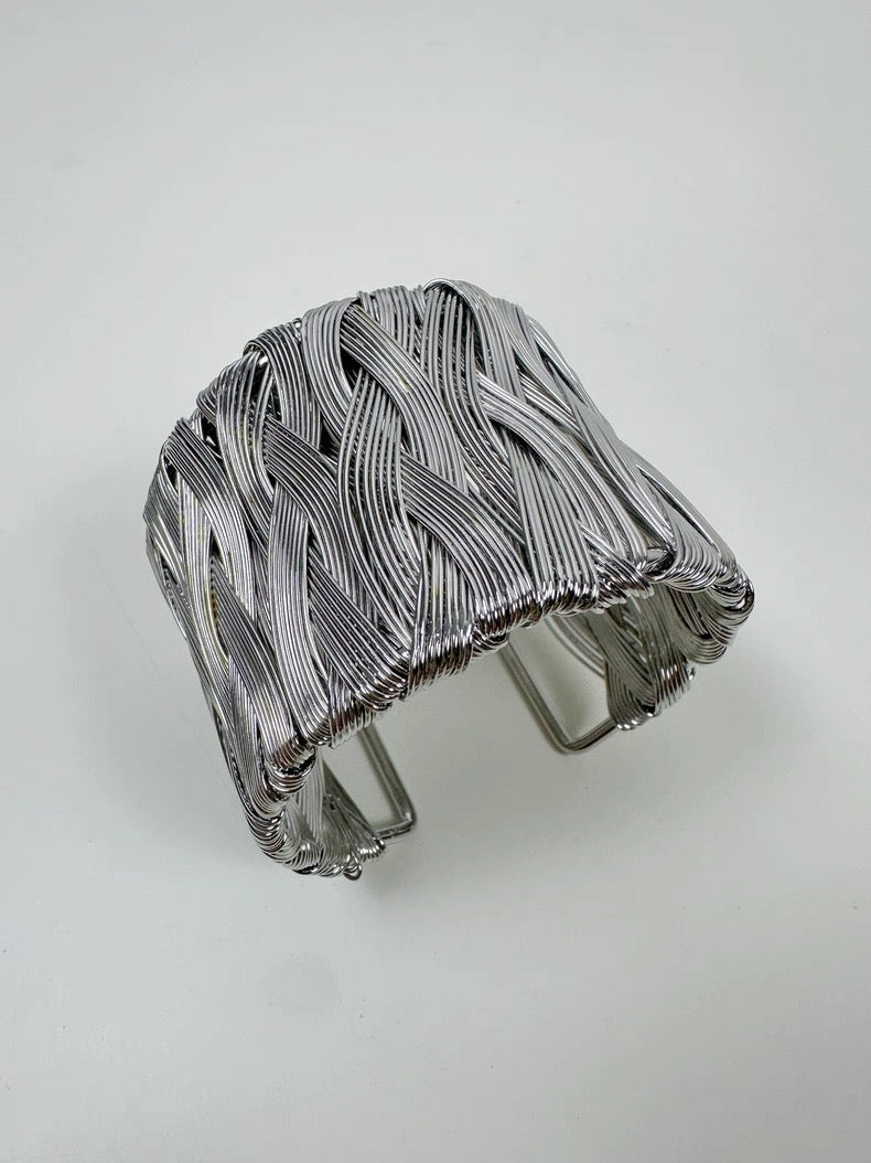 Woven Silver Cuff Bracelet