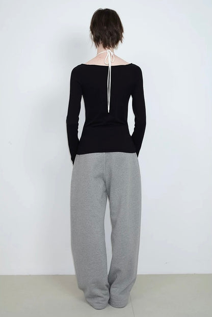 Solveig Button Embellished Boat Neck Top