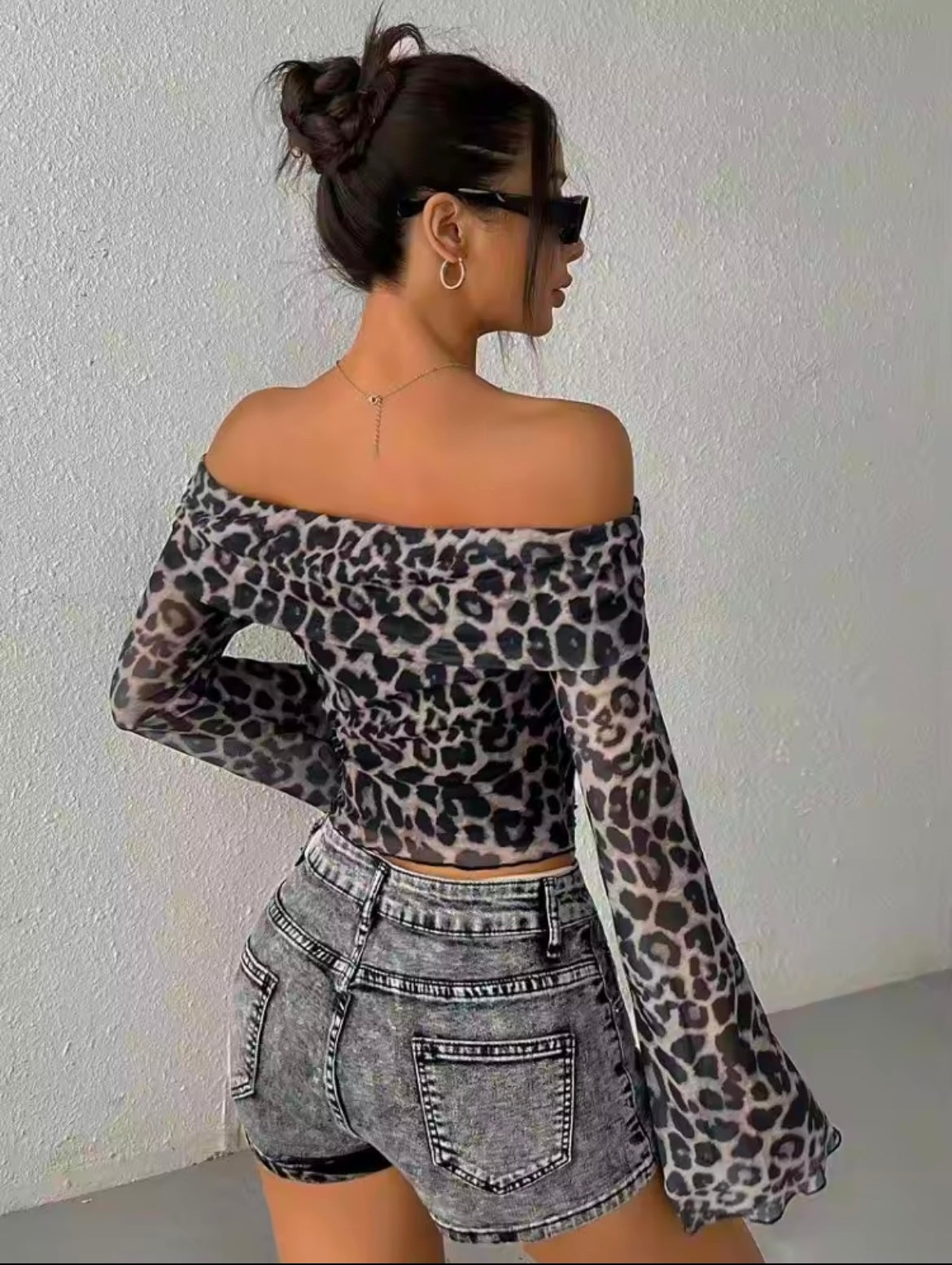 Off The Shoulder Leopard Print Top