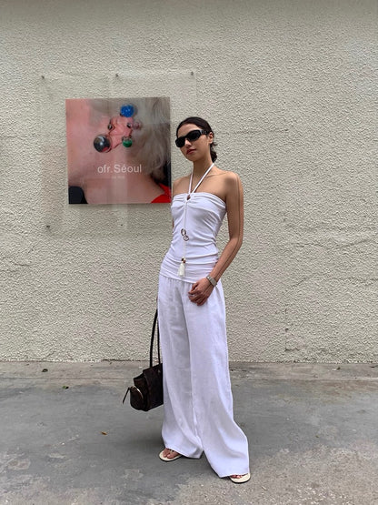 Low-Rise Soft Waist Wide Leg Trousers