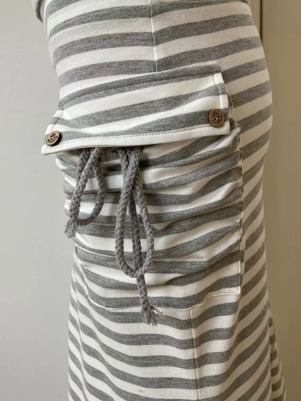 WildFLO Grey Striped Fishtail Maxi Skirt