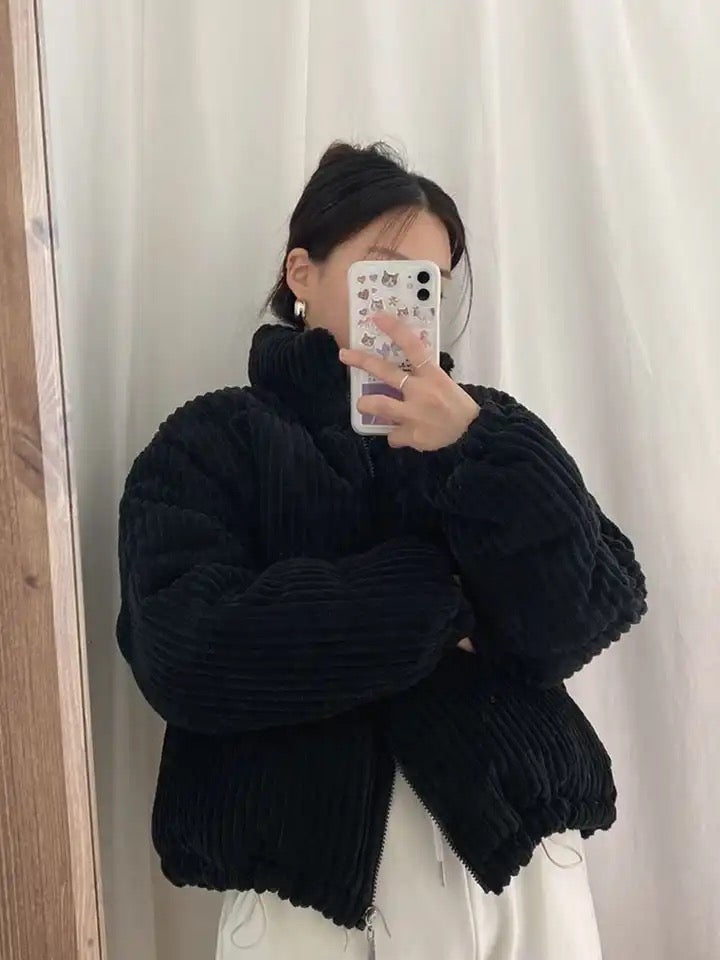 Ribbed Corduroy Puffer Jacket