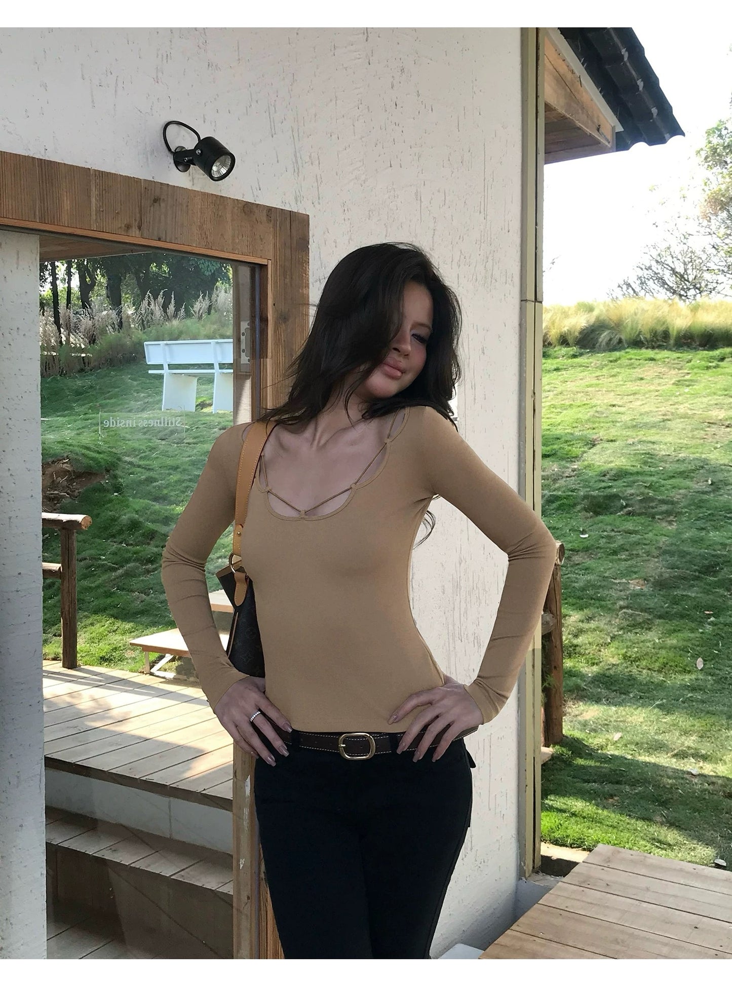 Petal Neck Long Sleeve Top