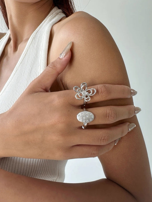 Artisan Silver Statement Rings – Mixed Texture Set