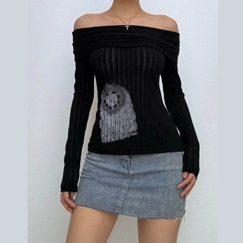 Ribbed Sheer Off the Shoulder Top