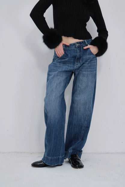 I’m Sorry Vintage Blue Engineered Curved Seam Jeans