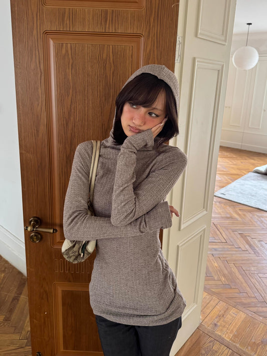 Andivogels Ribbed Hooded Longline Top