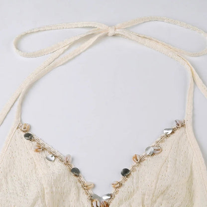 Textured Charm Halter Neck Top