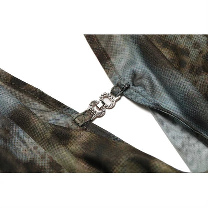 JYOSEI Leopard Print Flowy Backless Ring Detail Cowl Top
