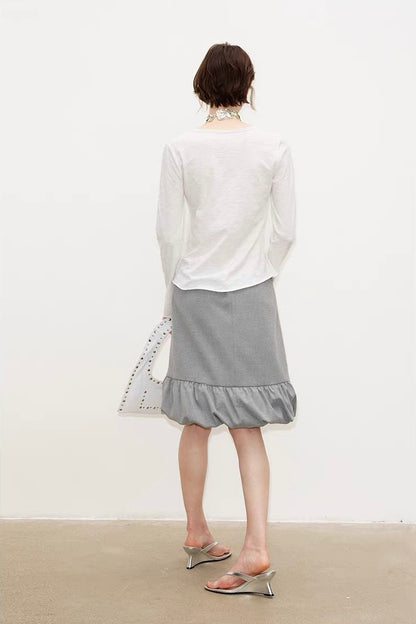 SOLWEIGE Ruffle Hem Midi Skirt