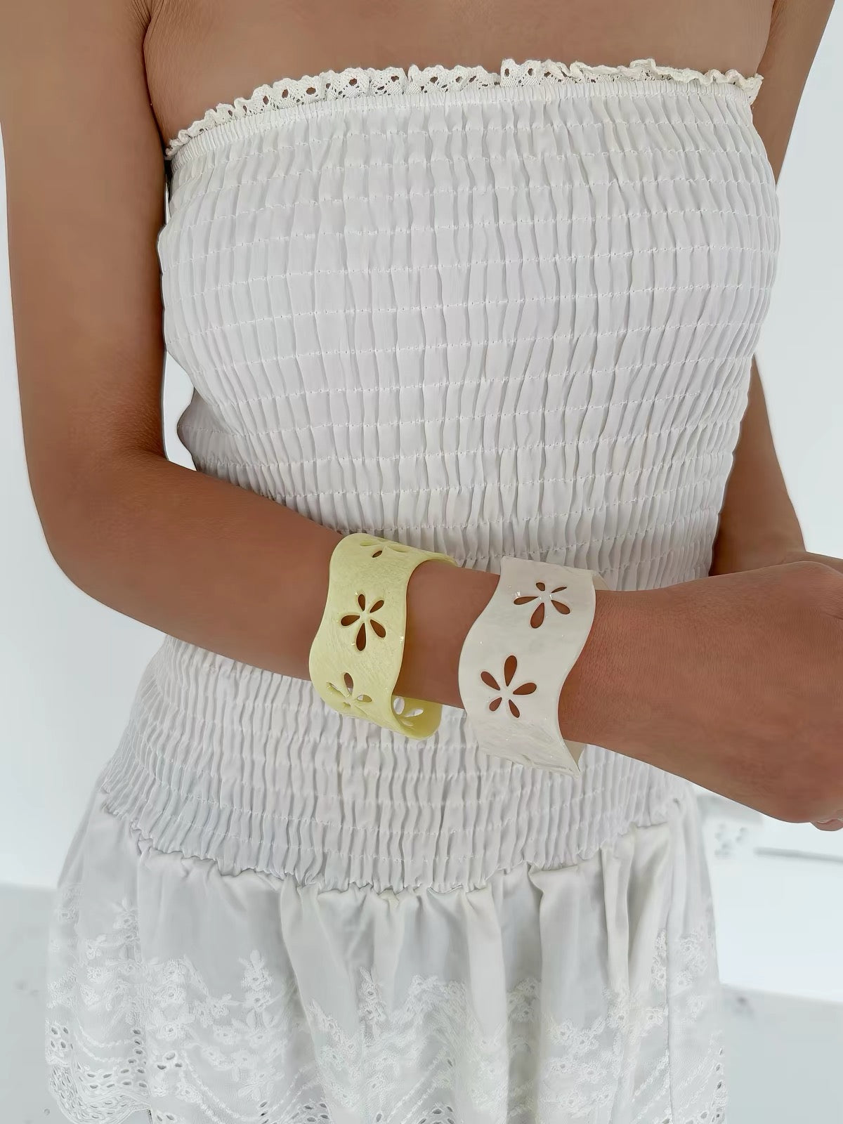 Wavy Flower Cut-Out Bangle Bracelets