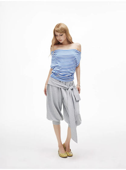 Tie-Front Slouchy Capri Sweatpants