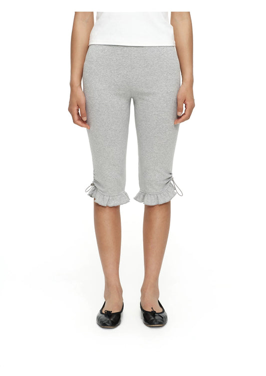 Ruched Hem Jersey Capri Leggings