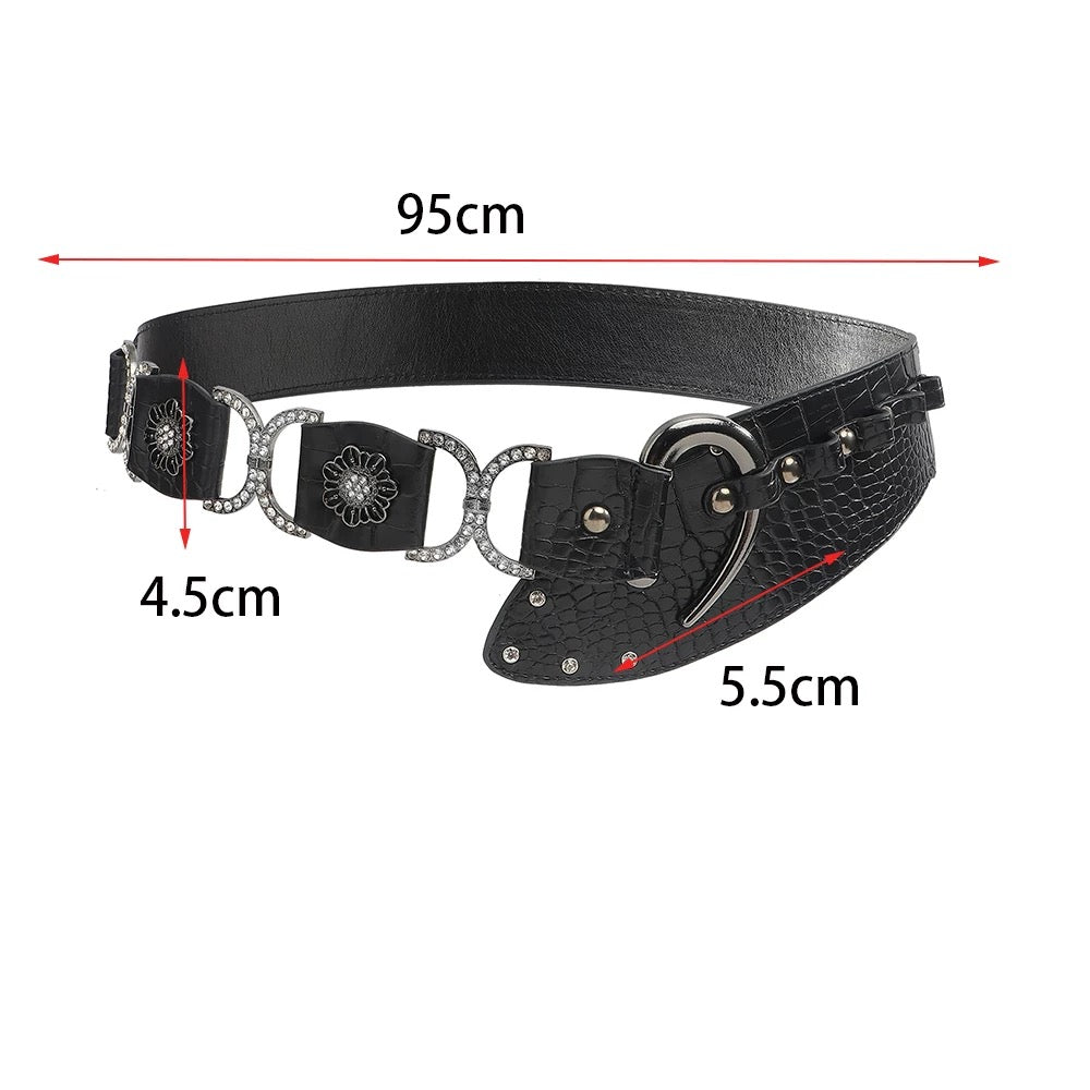 Crystal Link Croc Statement Belt