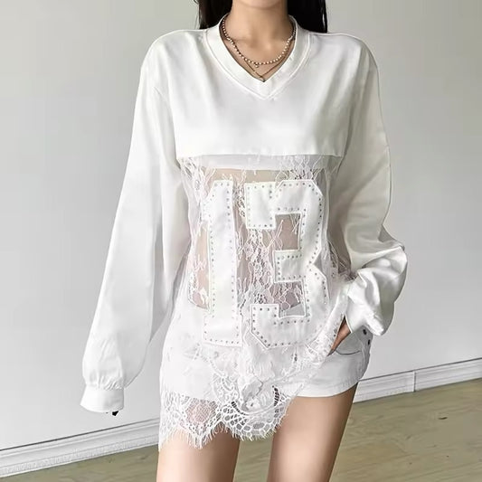 Oversized White Lace Jersey