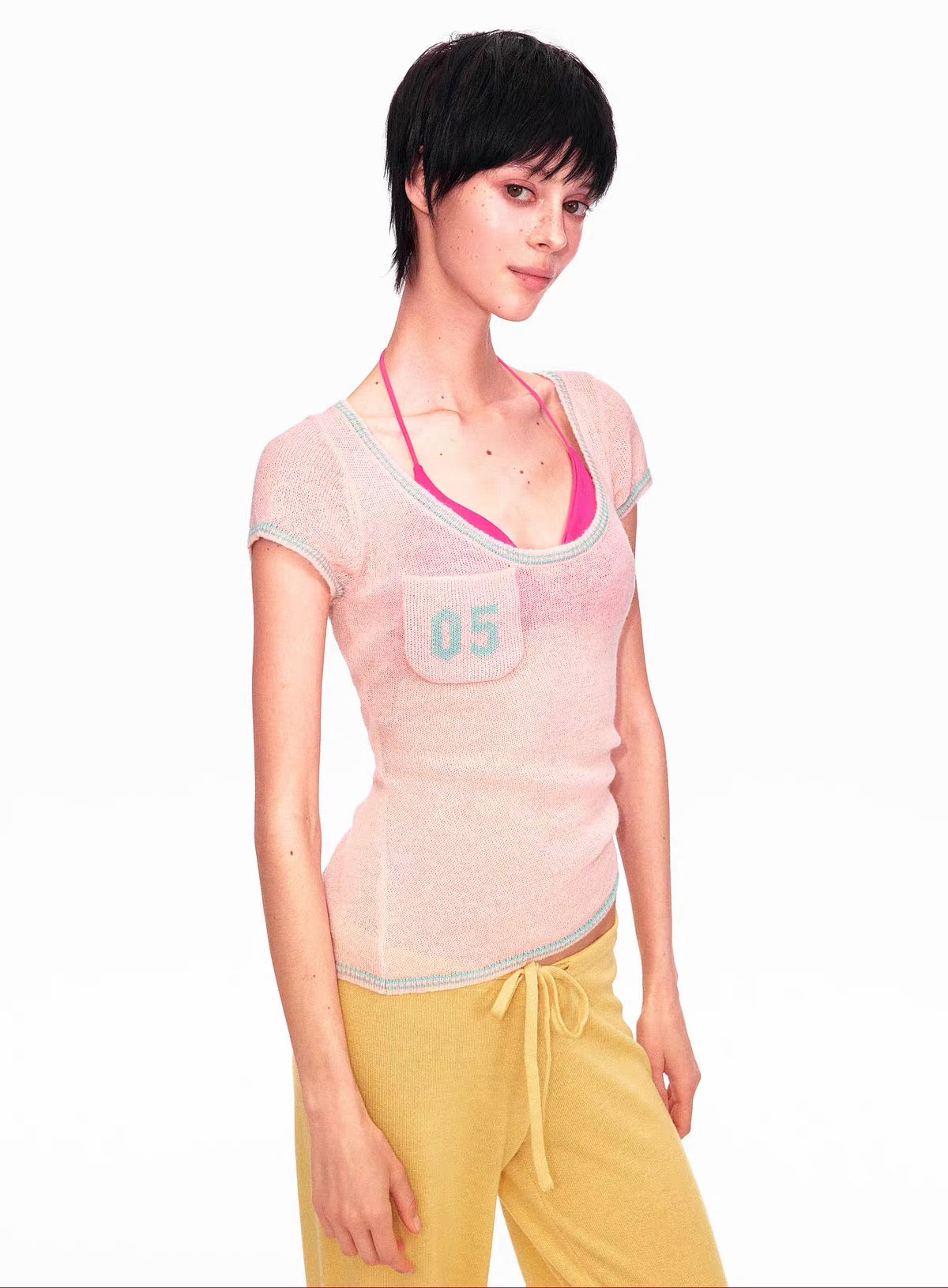 ayo Number 05 Pocket Fine Knit Scoop Top
