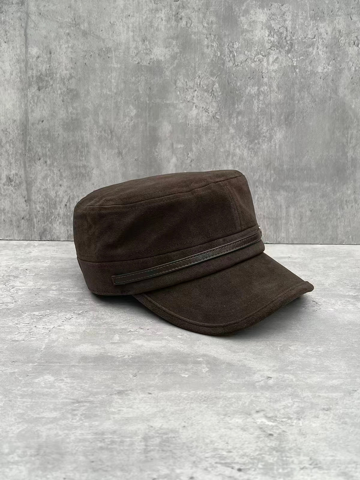 Buckled Suede-Look Cadet Cap