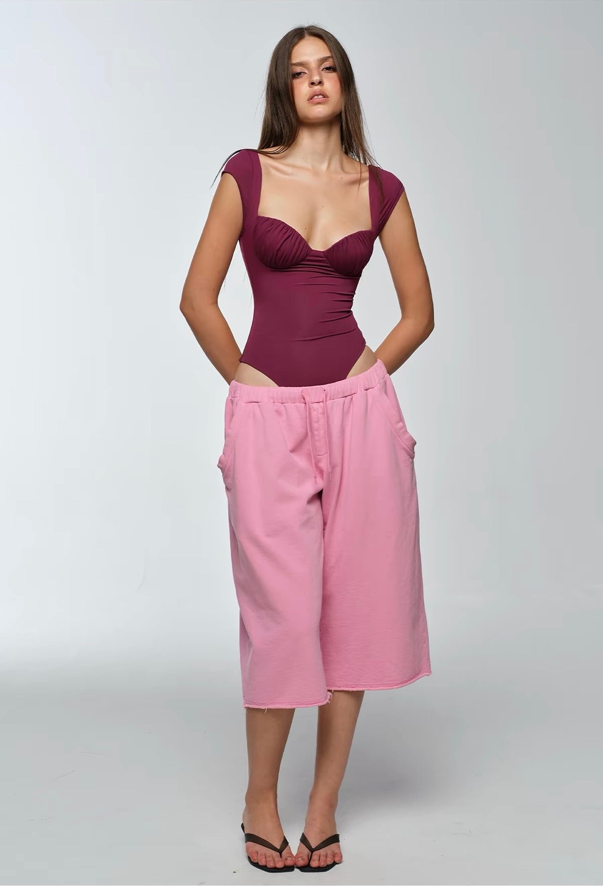 Bum Studios Oversized Raw Hem Fleece Bermuda Shorts