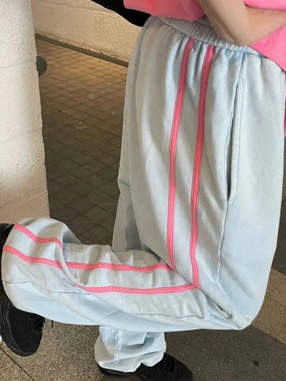 Blue & Pink Two Stripe Track Pants