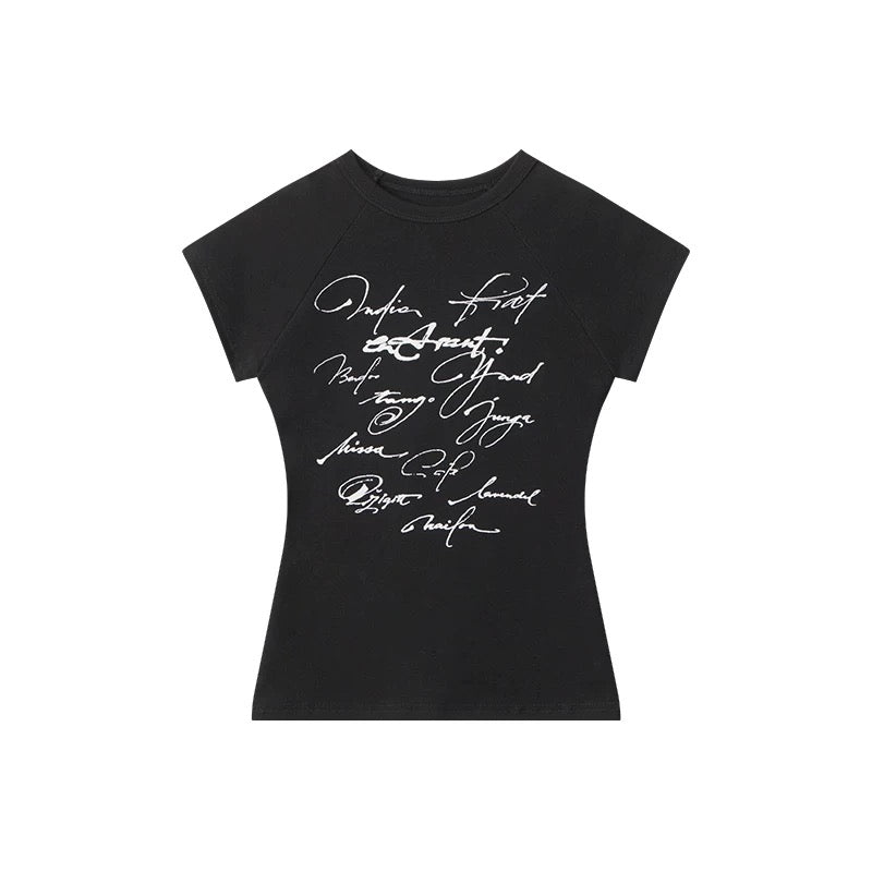Abstract Print Cap Sleeve Tee
