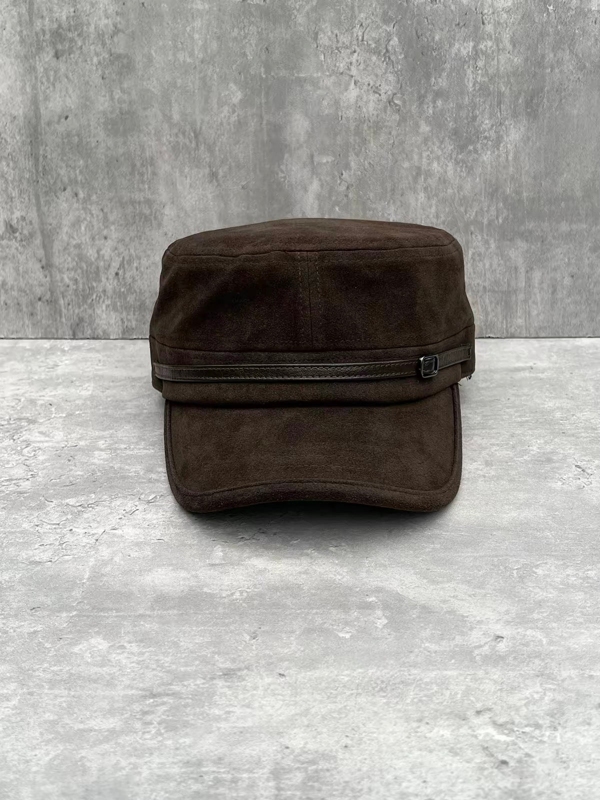 Buckled Suede-Look Cadet Cap