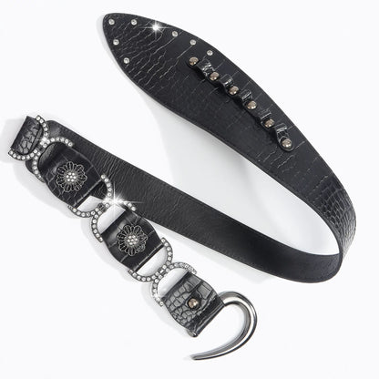 Crystal Link Croc Statement Belt