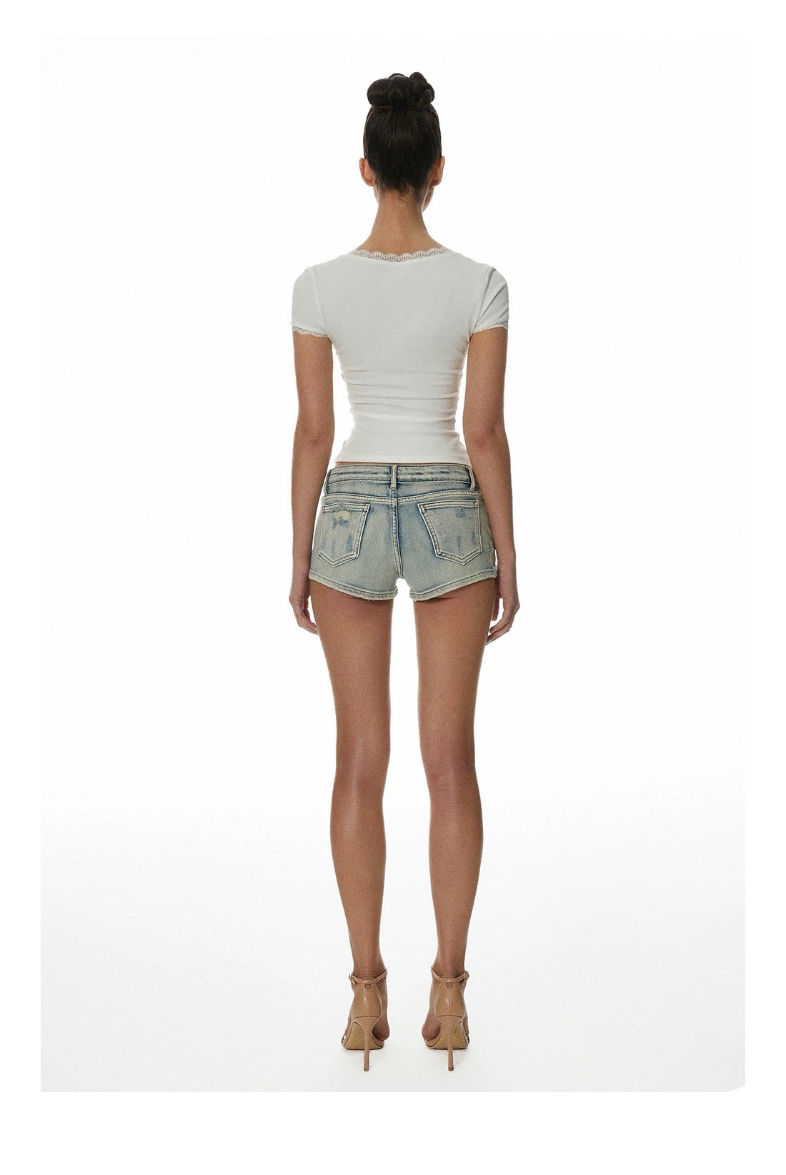 Lotus Million White Lace Trim Short Sleeve Top