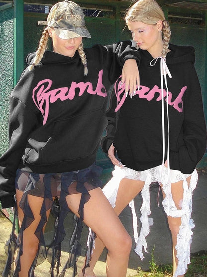 3D Black And Pink Hoodie