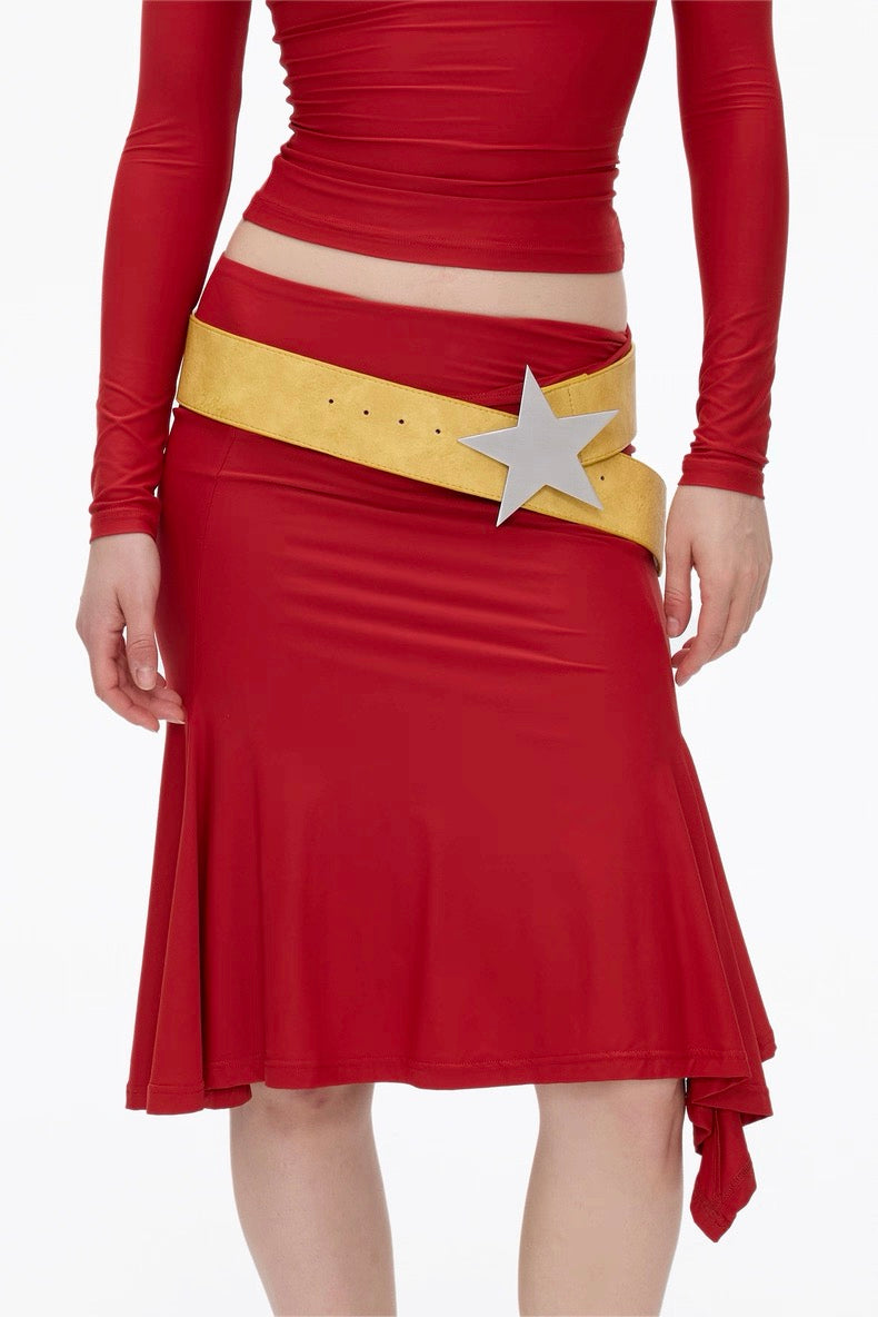BlingCharm Yellow Faux Leather Star Belt