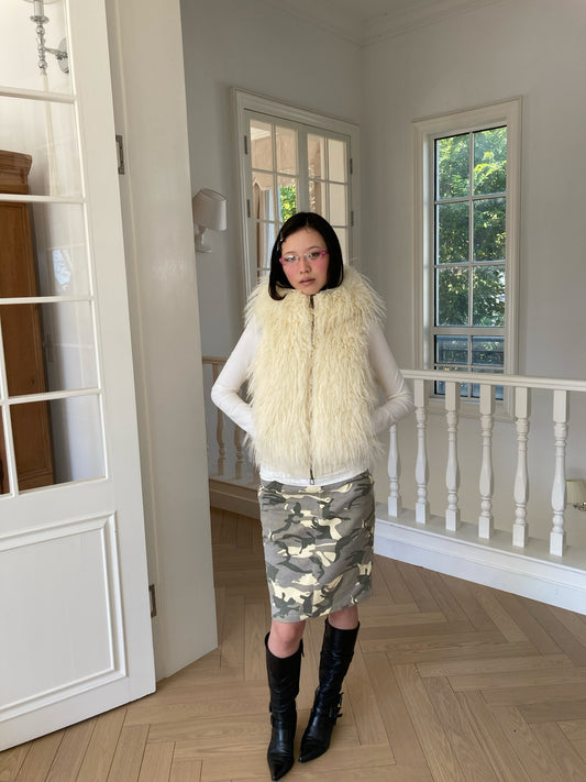 WildFLO Shaggy Faux Fur Double Zip Hooded Jacket