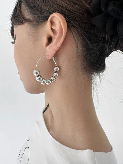 Beaded Silver Hoops