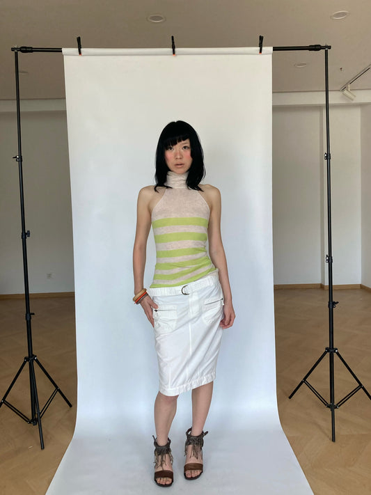 WildFLO Striped High Neck Sleeveless Knit Top