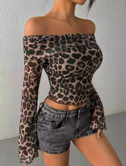 Off The Shoulder Leopard Print Top