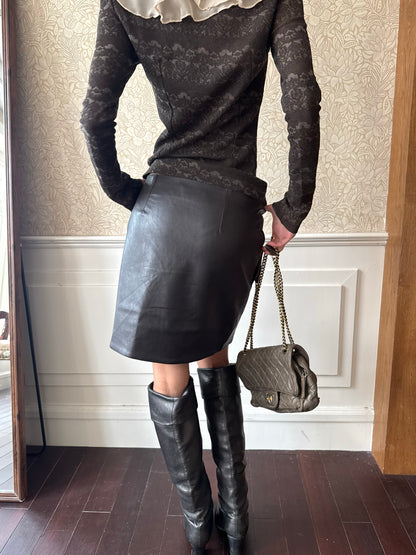 Andivogels Buckled Asymmetric Faux Leather Midi Skirt
