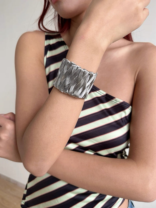 Woven Silver Cuff Bracelet