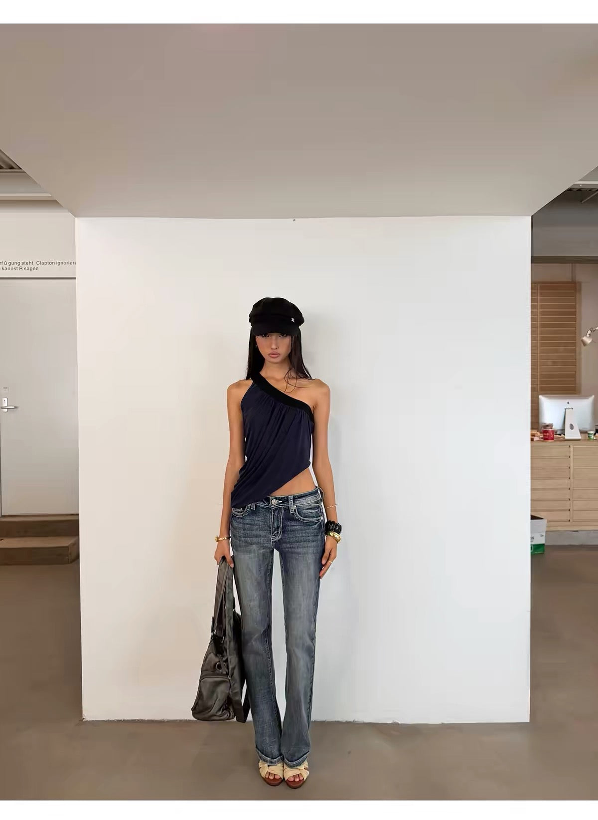 Asymmetric One-Shoulder Draped Tank Top