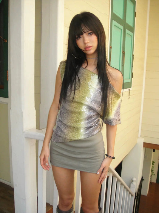 Sunset Sequin One Shoulder Top