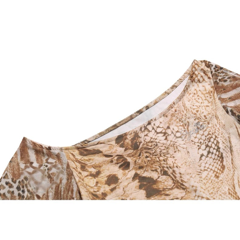 JYOSEI Leopard & Snake One Shoulder Print Top
