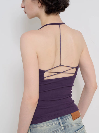 Purple Beaded Tank Top