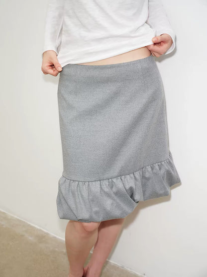 SOLWEIGE Ruffle Hem Midi Skirt