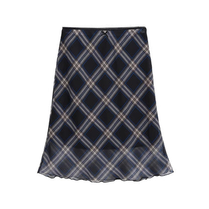 90s Style Plaid Midi Skirt