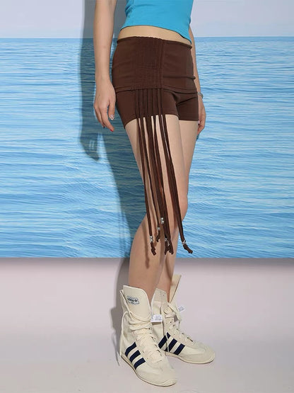 Beaded Tassel Mini Shorts