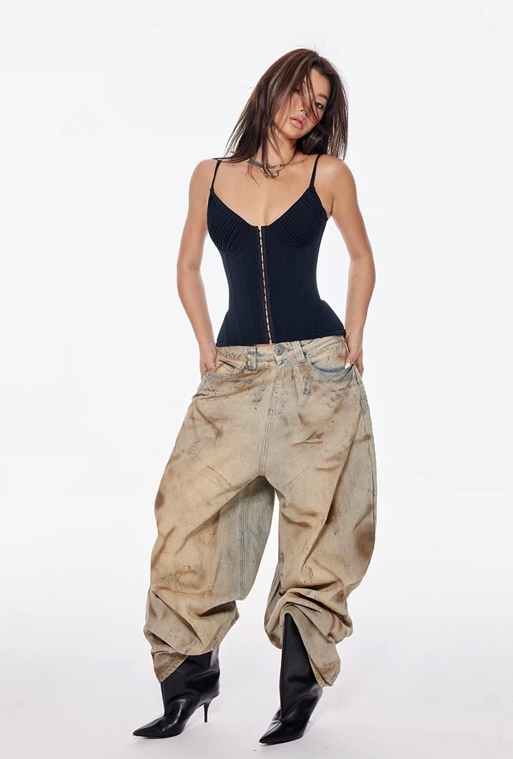 Bum Studio Corset Top with Lace Up Back