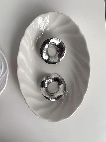 Lonslan Textured Hammered Silver Hoops