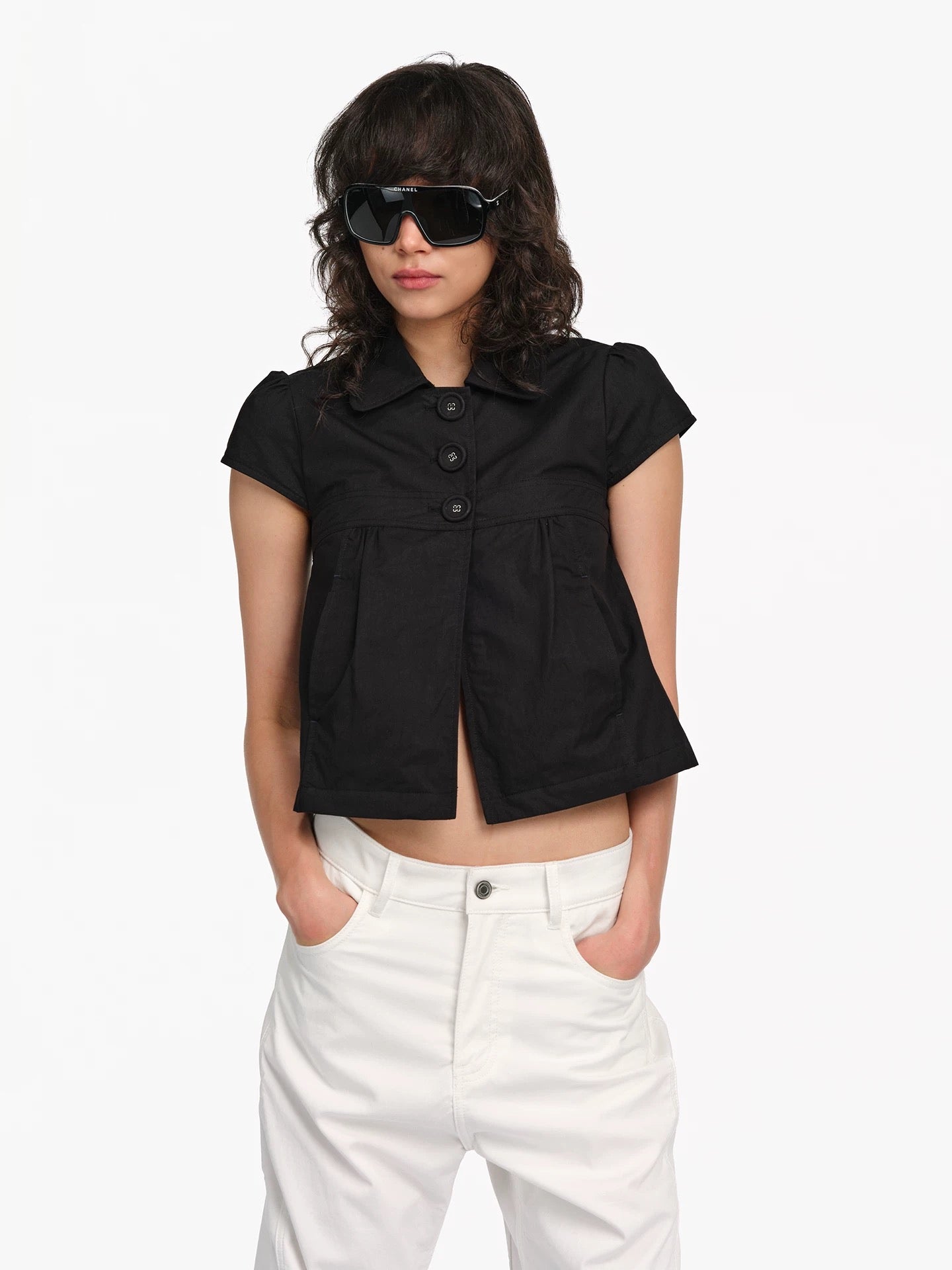 Pea Coat Inspired Button Front Top