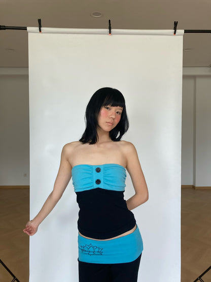 WildFLO Contrast Button Detail Bandeau Tube Top